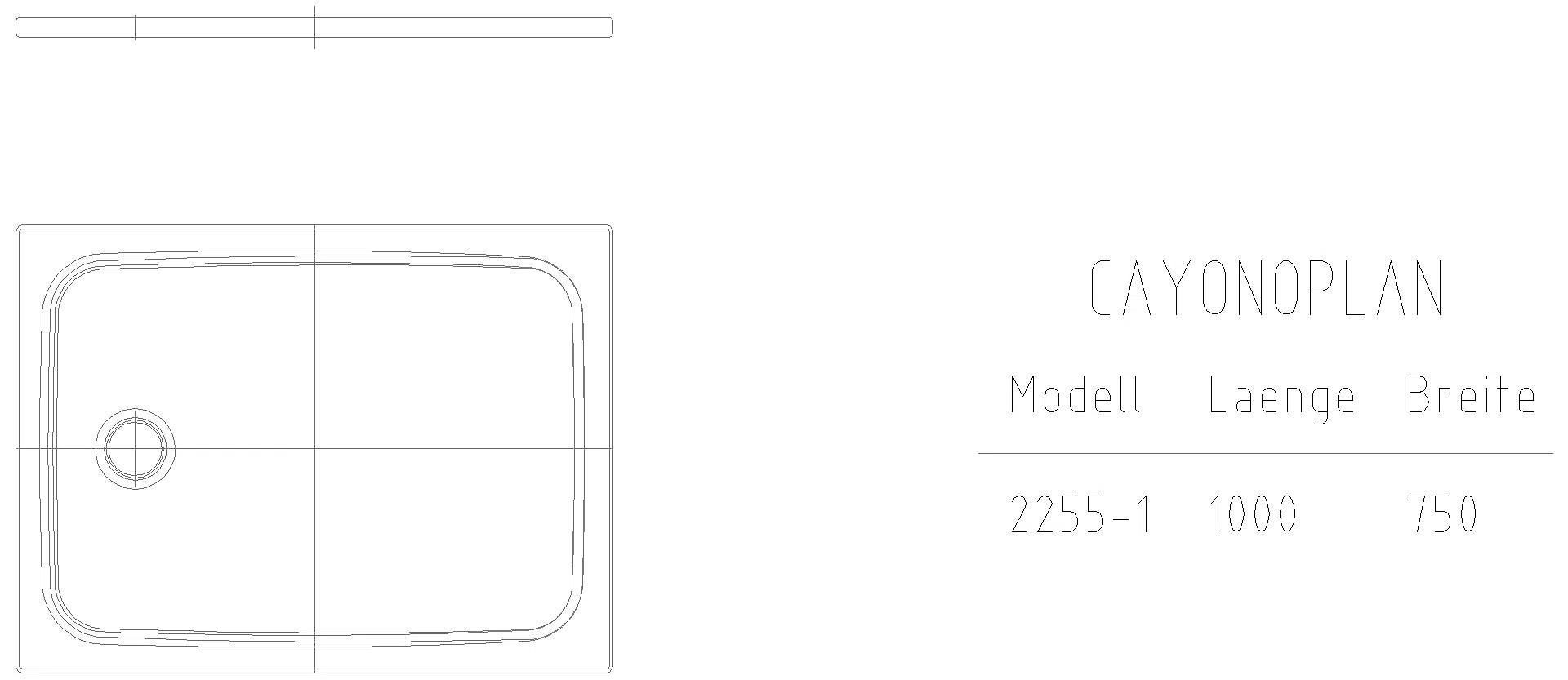 KALDEWEI CAYONOPLAN Duschfläche, 750x1000x32 mm, Modell-Nr: 2255-1