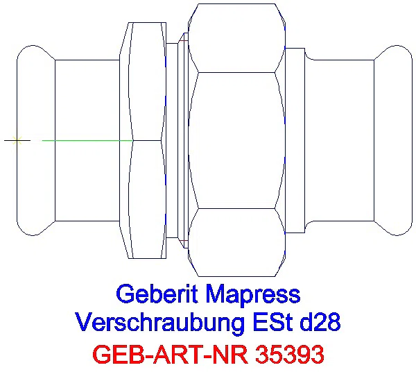 GE Mapress Edelstahl Verschraubung mit Überwurfmutter aus ESt d28_35393_A