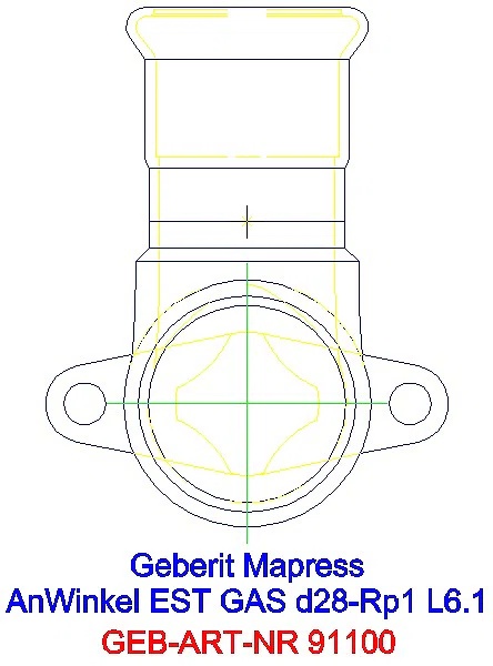 GE Mapress Edelstahl Anschlusswinkel 90Gr für Gaszähler d28-Rp1_91100_A