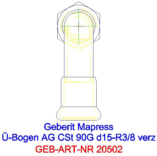 GE Mapress C-Stahl Übergangsbogen 90Gr mit AG d15-R3/8 verzinkt_20502_G