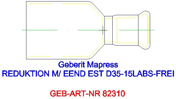 GE Mapress Edelstahl Reduktion mit Einschubende (LABS-frei) d35-15_82310_L