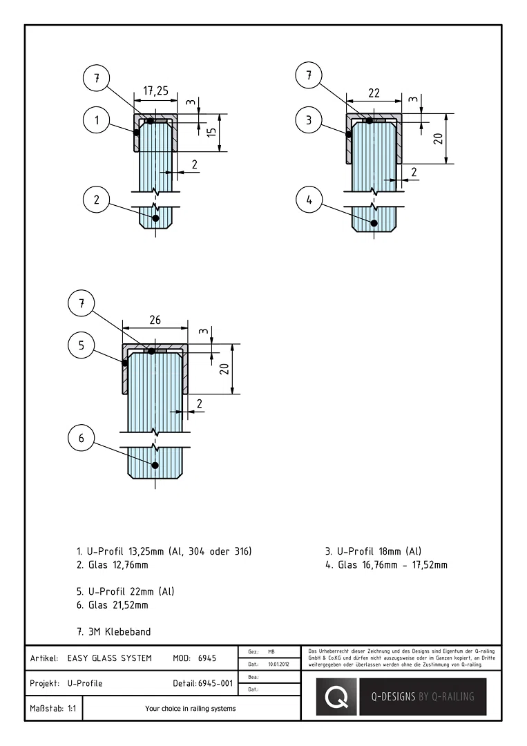 EASY GLASS SYSTEM-U-Profile 6945-001