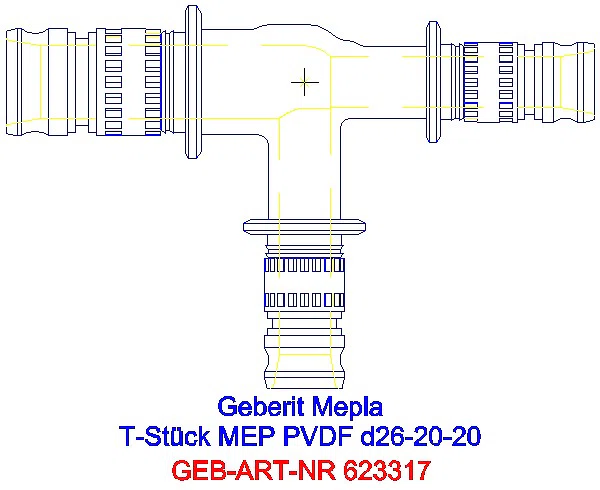 GE Mepla T-Stück reduziert PVDF d26-20-20_623.317.00.5_A
