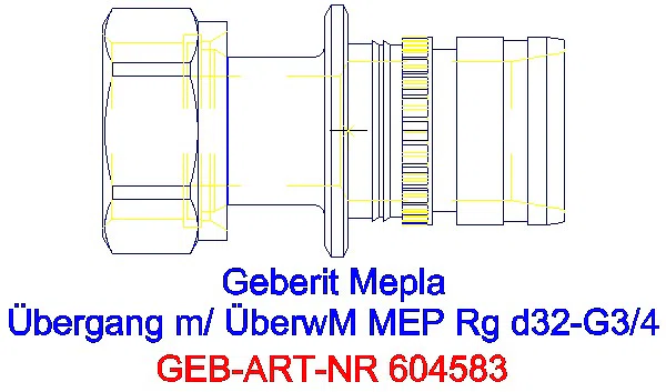 GE Mepla Übergang mit Überwurfmutter Rg d32-G3/4_604.583.00.5_A