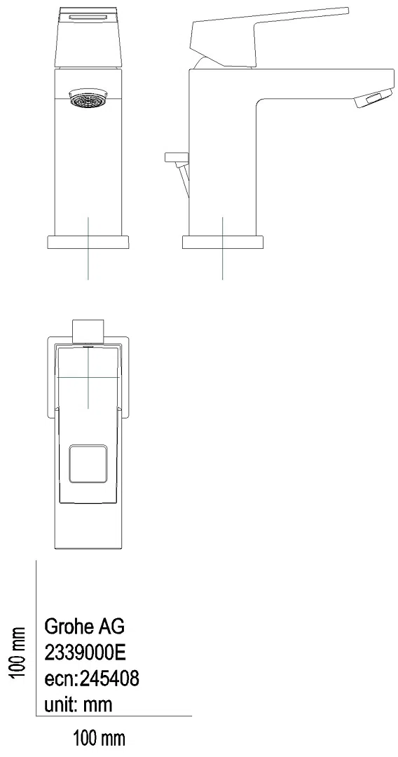 GROHE EH-WT-Batterie Eurocube 23390 Mittelstellung kalt chrom