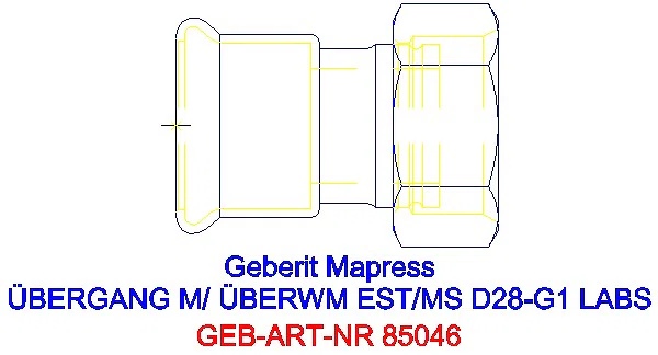 GE Mapress Edelstahl Übergang mit Überwurfmutter (LABS-frei) d28-G1_85046_A