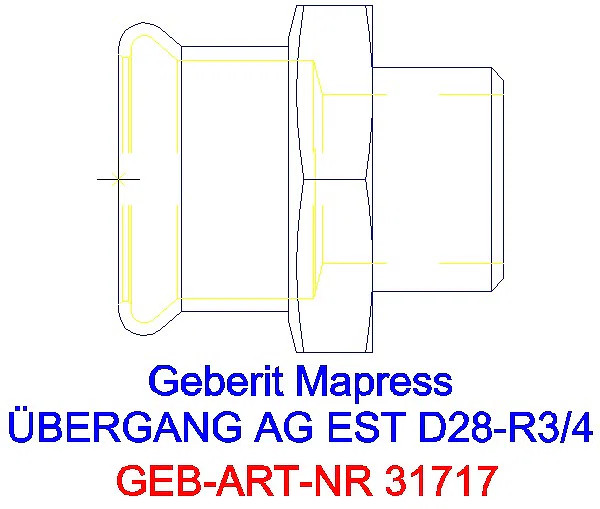 GE Mapress Edelstahl Übergang mit AG d28-R3/4_31717_A