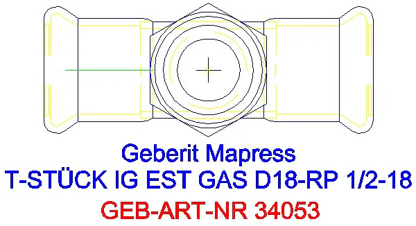 GE Mapress Edelstahl T-Stück mit IG (Gas) d18-Rp1/2-18_34053_G