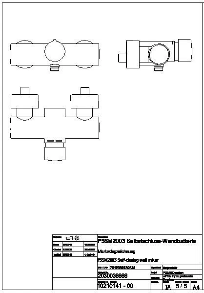 Wandbatterie, F5, hydr., Mischer, Aufputz, für Handbrause, F5SM2003