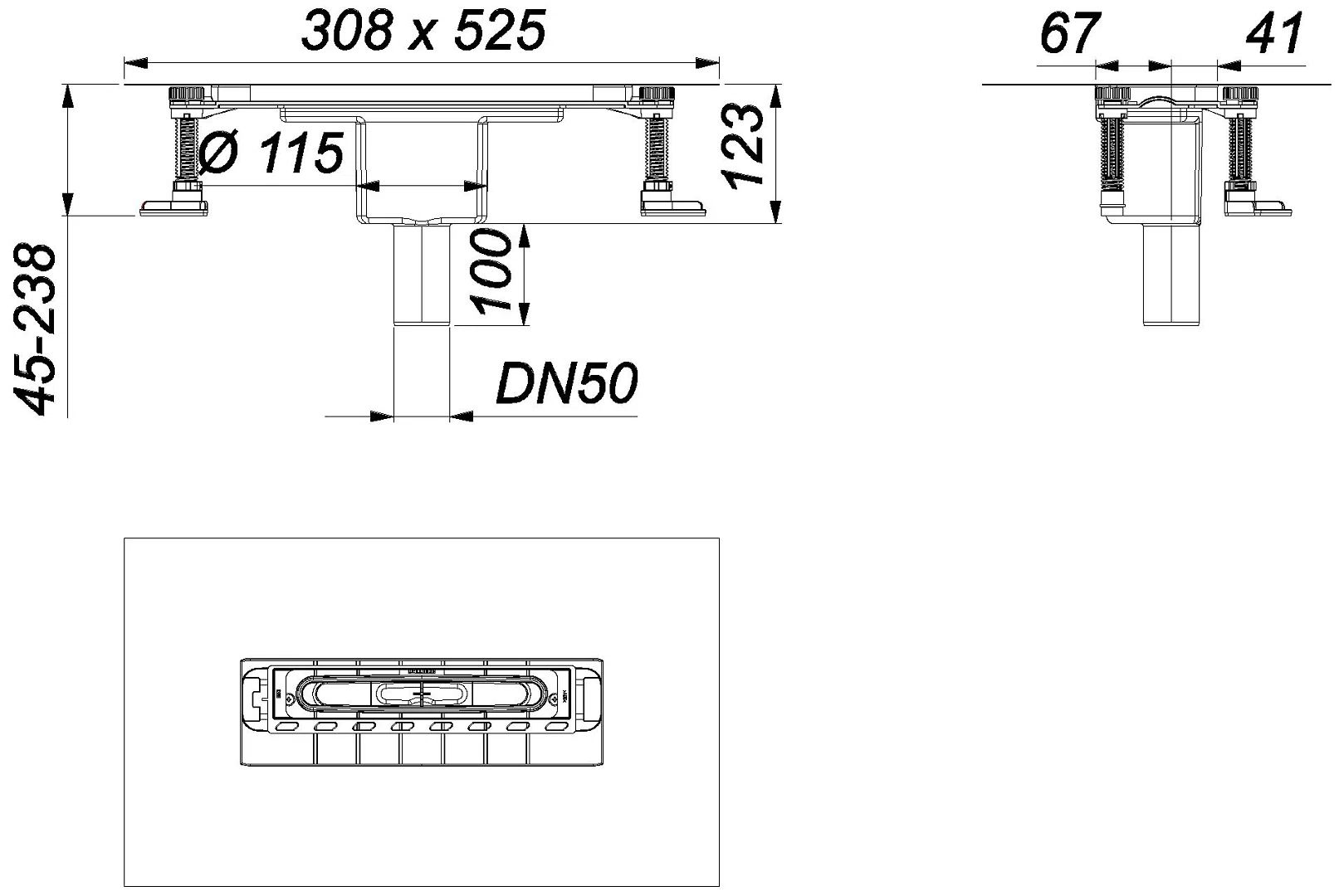 DALLMER Ablaufgehäuse DallFlex 2.0 senkrecht, DN 50