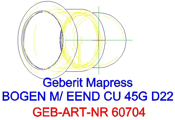 GE Mapress Kupfer Bogen 45Gr mit Einschubende d22_60704_G