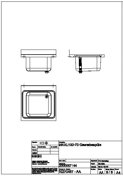 Gewerbespüle, MAXIMA, Edelstahl, 700x432x700 mm, MAXL100-70