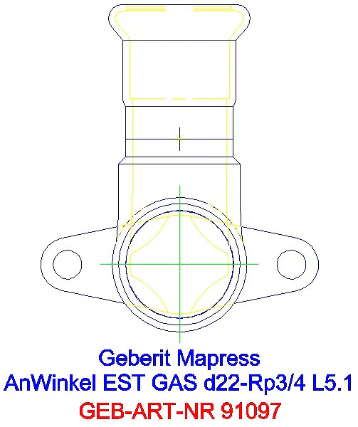 GE Mapress Edelstahl Anschlusswinkel 90Gr für Gaszähler d22-Rp3/4_91097_A