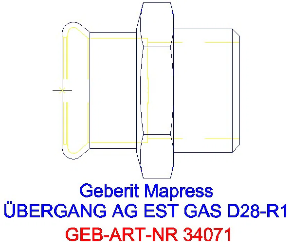 GE Mapress Edelstahl Übergang mit AG (Gas) d28-R1_34071_G