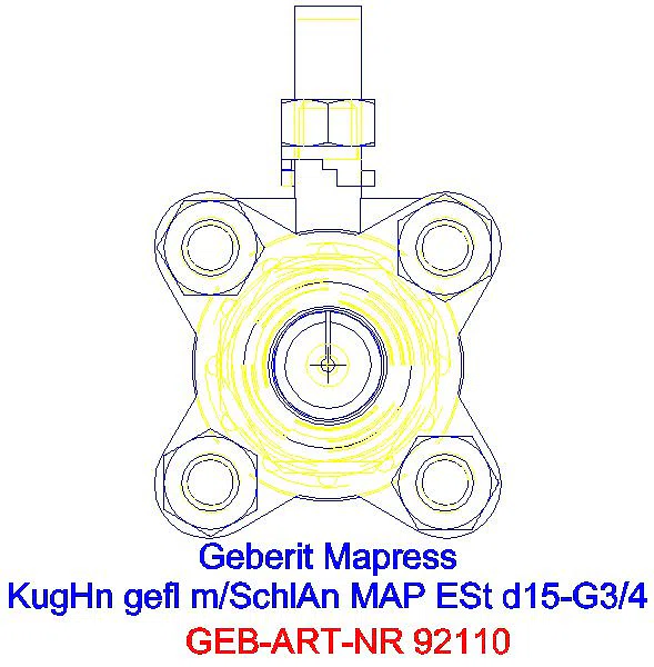 GE Mapress Kugelhahn NPW, mit Bet.-Hebel und Schlauchanschluss geflanscht d15_92110_L