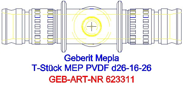 GE Mepla T-Stück reduziert PVDF d26-16-26_623.311.00.5_G