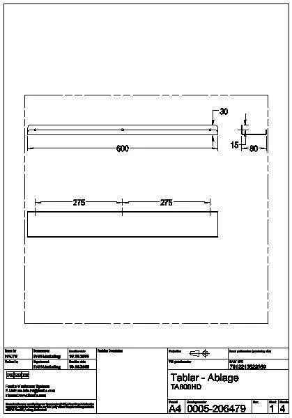 Ablage, HEAVY DUTY, Edelstahl, 600x30x80 mm, Aufputz, TA600HD