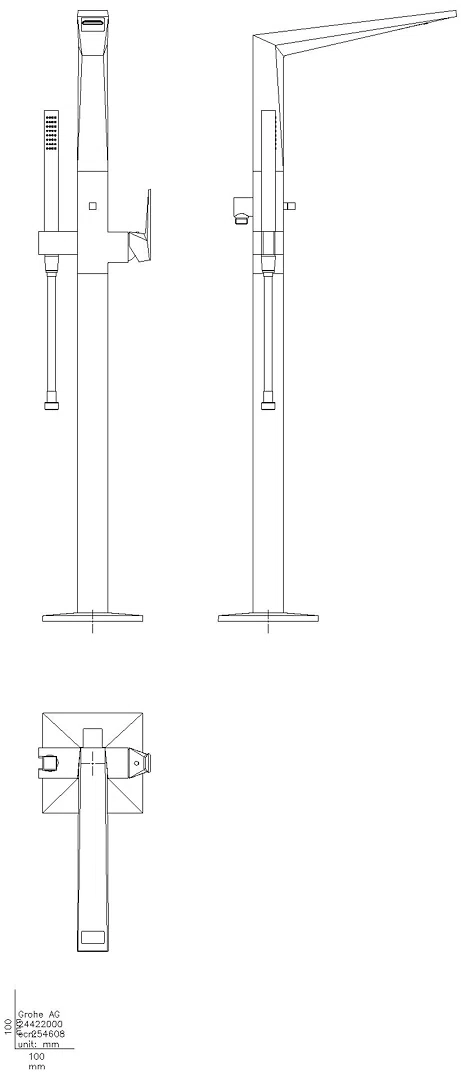 GROHE Wannenbatt. Allure Bril. PC 24422 Bodenmont. Gr. Rändelstr. hard grap. gb.
