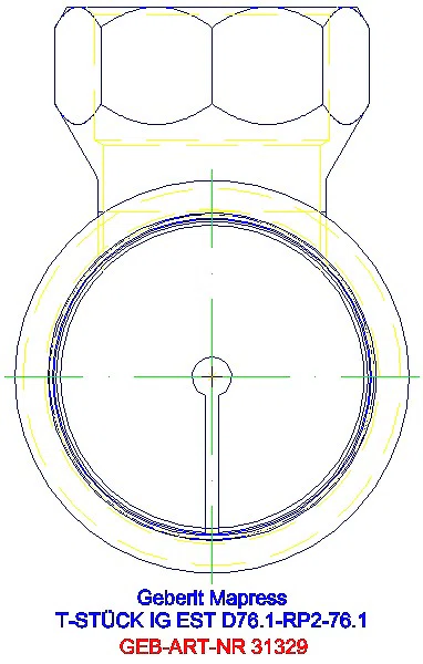 GE Mapress Edelstahl T-Stück mit IG d76,1-Rp2-76,1_31329_L