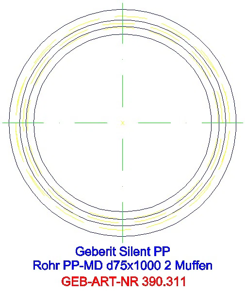 GE Silent-PP Rohr mit zwei Muffen d75x2,6 L:100cm_390.311.14.1_G