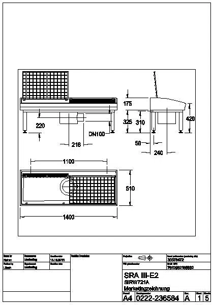 Stiefelreinigungsanlage, SIRIUS, MIRANIT, 1400x500x510 mm, Siphon, 2 Pl., SIRW721A