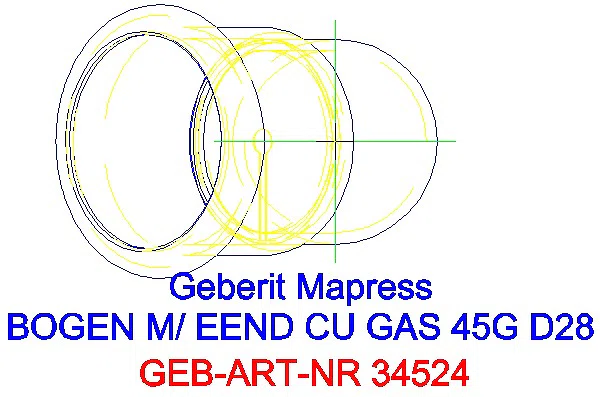 GE Mapress Kupfer Bogen 45Gr mit Einschubende (Gas) d28_34524_G