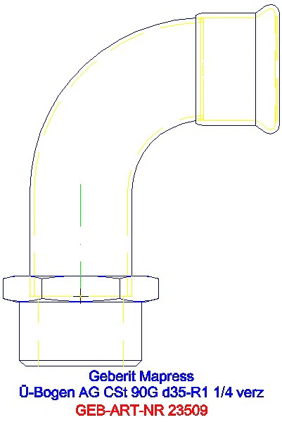 GE Mapress C-Stahl Übergangsbogen 90Gr mit AG d35-R1 1/4 verzinkt_23509_L