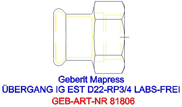 GE Mapress Edelstahl Übergang mit IG (LABS-frei) d22-Rp3/4_81806_G