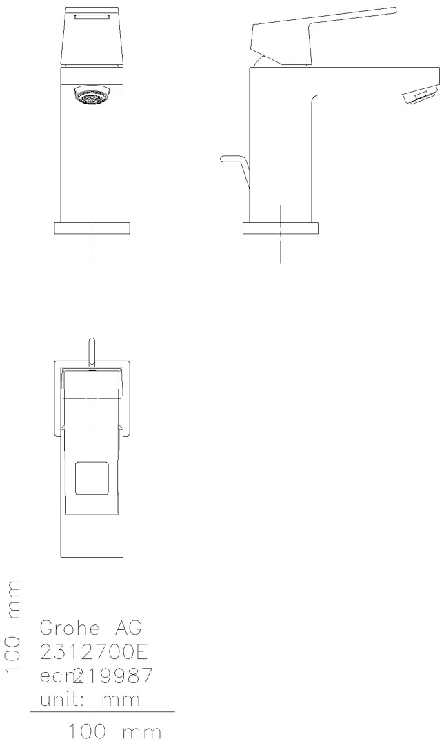 GROHE EH-WT-Batterie Eurocube 23127 Zugstangen-Ablaufgarnitur chrom