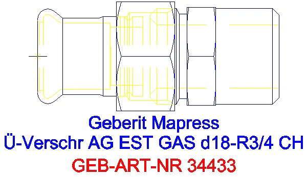 GE Mapress Edelstahl Übergangsverschr. mit AG (Gas) d18-R3/4_34433_G