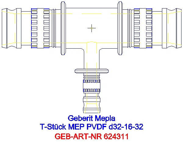 GE Mepla T-Stück reduziert PVDF d32-16-32_624.311.00.5_A
