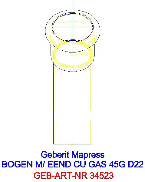 GE Mapress Kupfer Bogen 45Gr mit Einschubende (Gas) d22_34523_L