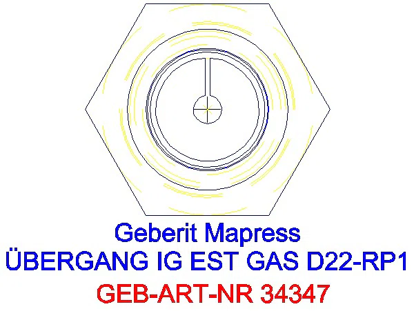 GE Mapress Edelstahl Übergang mit IG (Gas) d22-Rp1_34347_L