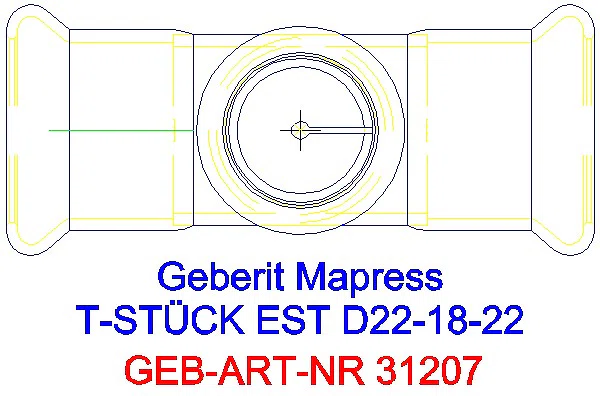 GE Mapress Edelstahl T-Stück reduziert d22-18-22_31207_G