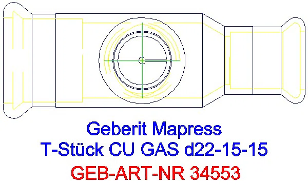 GE Mapress Kupfer T-Stück reduziert (Gas) d22-15-15_34553_G