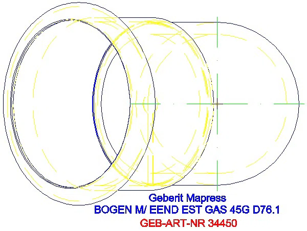 GE Mapress Edelstahl Bogen 45Gr d76,1 mit Einschubende (Gas)_34450_G