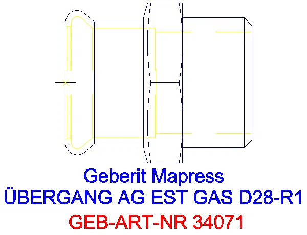 GE Mapress Edelstahl Übergang mit AG (Gas) d28-R1_34071_A