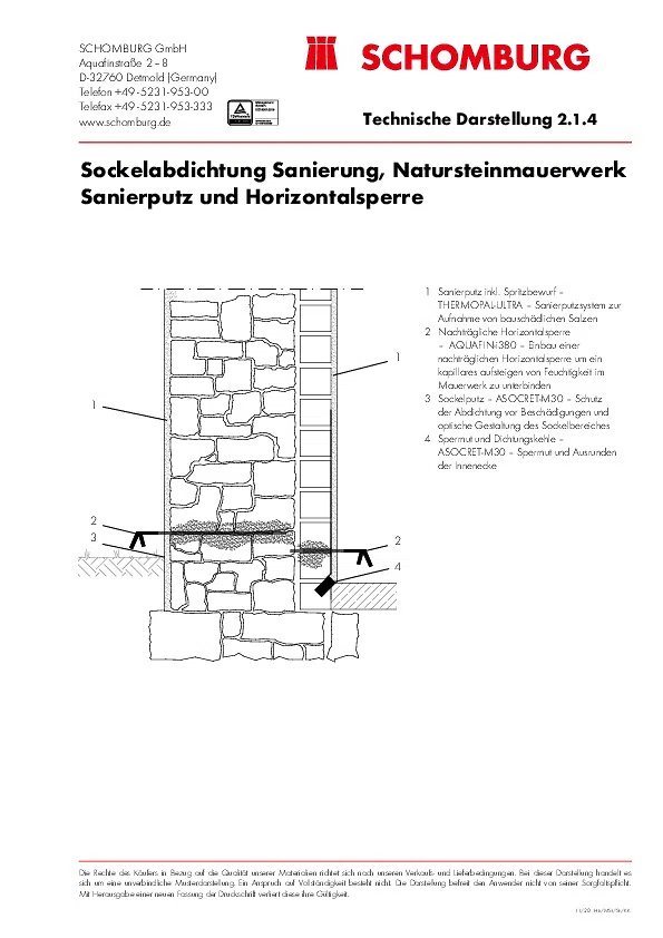 2-1-4_Sockelabdichtung Sanierung Natursteinmauerwerk Sanierputz und Horizontalsperre