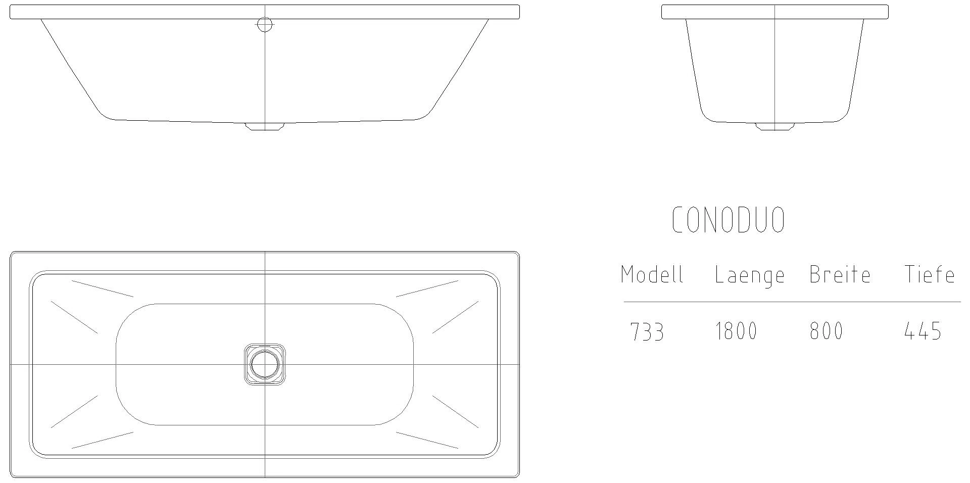 KALDEWEI CONODUO Badewanne, 1800x800 mm, Modell-Nr: 733