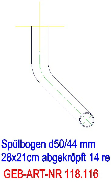 GE Spülbogen 90Gr 28x21 cm rechts gekröpft 14 cm weiß-alpin d50/44_118.116.11.1_A