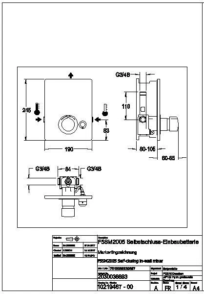 Duscharmatur, F5, hydr., Mischer, Unterputz, Fertigbauset, ABE, F5SM2005