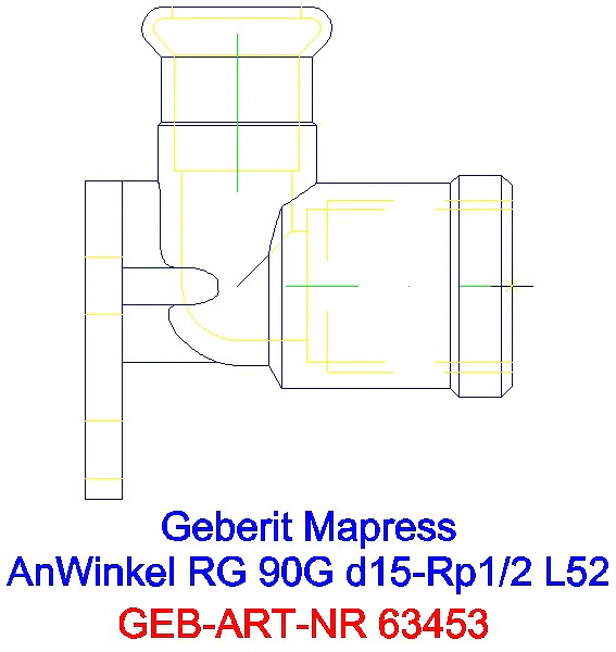 GE Mapress Kupfer Anschlusswinkel 90Gr Rg d15-Rp1/2 L:5,2cm_63453_L