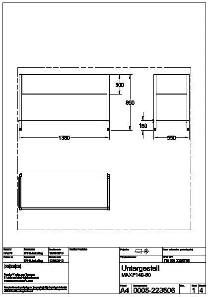 Untergestell, MAXIMA, Edelstahl, 1380x850x550 mm, MAXF140-60