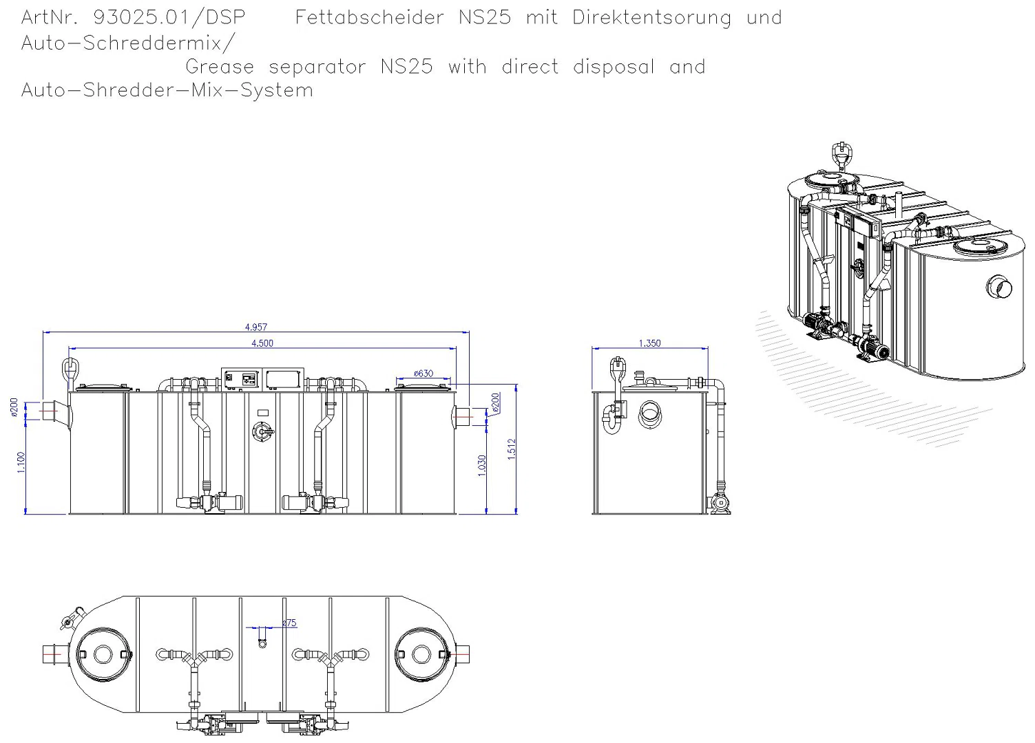 KESSEL-Fettabscheider EasyClean free NS 25, Auto Mix