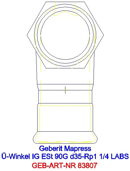 GE Mapress Edelstahl Übergangswinkel 90Gr mit IG (LABS-frei) d35-Rp1 1/4_83807_L