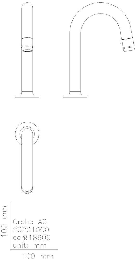 GROHE Universal Waschtisch-Standventil 20201 C-Auslauf supersteel