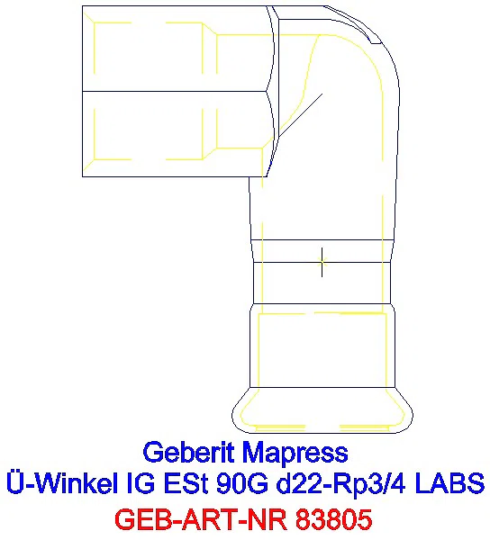 GE Mapress Edelstahl Übergangswinkel 90Gr mit IG (LABS-frei) d22-Rp3/4_83805_A