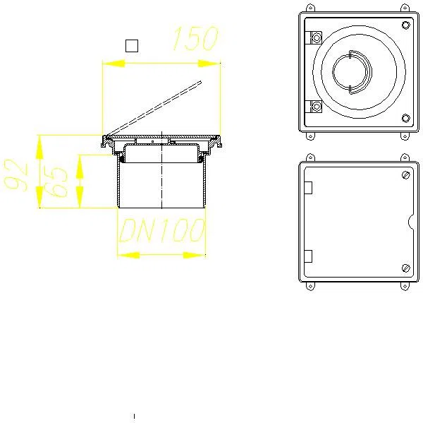 DALLMER Reinigungsverschluss V4A, DN 100, 150 x 150 mm