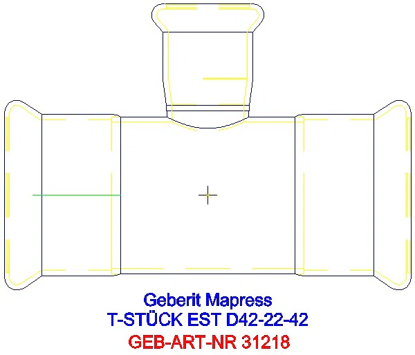 GE Mapress Edelstahl T-Stück reduziert d42-22-42_31218_A