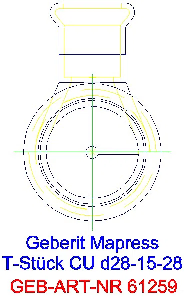 GE Mapress Kupfer T-Stück reduziert d28-15-28_61259_L
